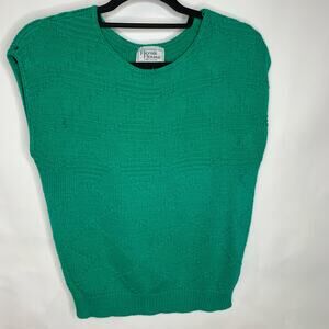 Vintage Herald House Green Cap Sleeve Sweater Textured Sz ? Small